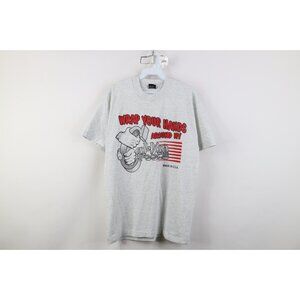 Vintage 90s Mens Large Spell Out Cal Van Tools Wrap Your Hands T-Shirt Gray USA